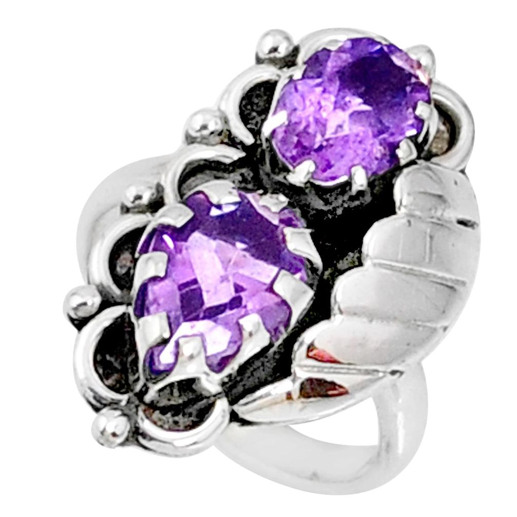 4.21cts natural purple amethyst 925 sterling silver ring jewelry size 5.5 r67322