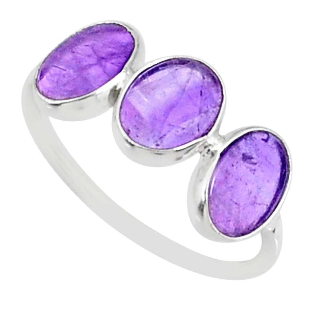 5.07cts natural purple amethyst 925 sterling silver ring jewelry size 7.5 r87961