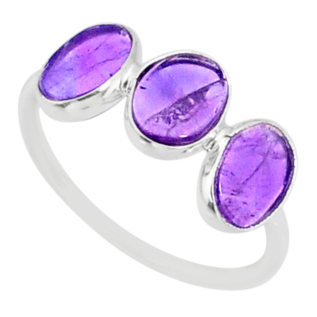 5.07cts natural purple amethyst 925 sterling silver ring jewelry size 7.5 r87963