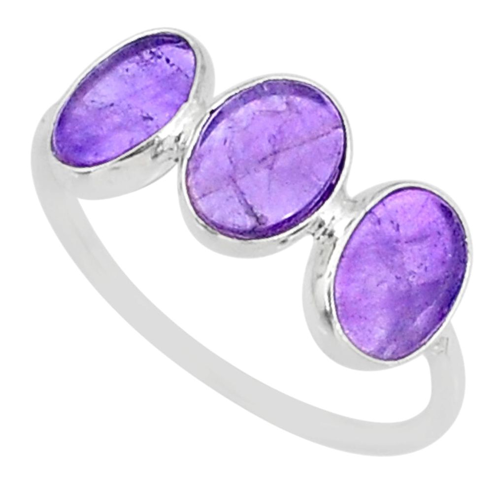 5.67cts natural purple amethyst 925 sterling silver ring jewelry size 8.5 r87964