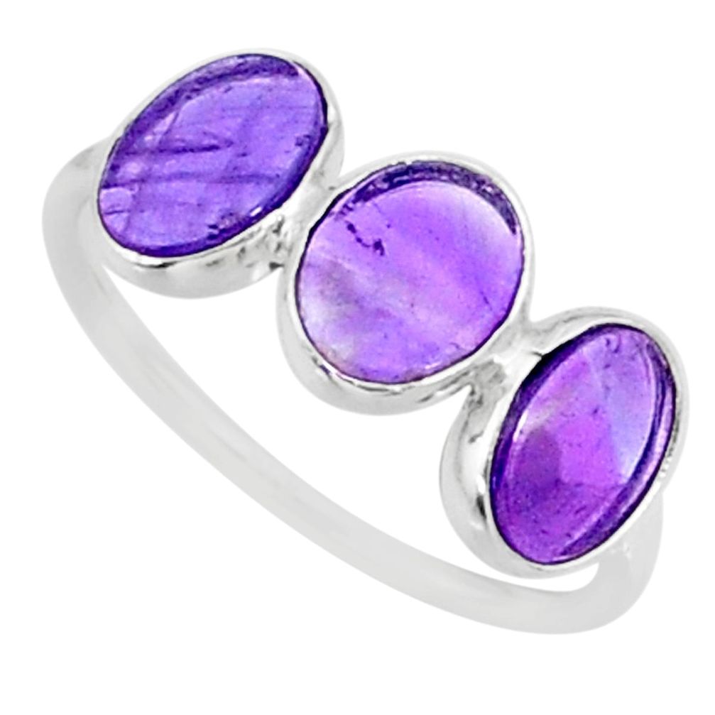 5.72cts natural purple amethyst 925 sterling silver ring jewelry size 7.5 r87978