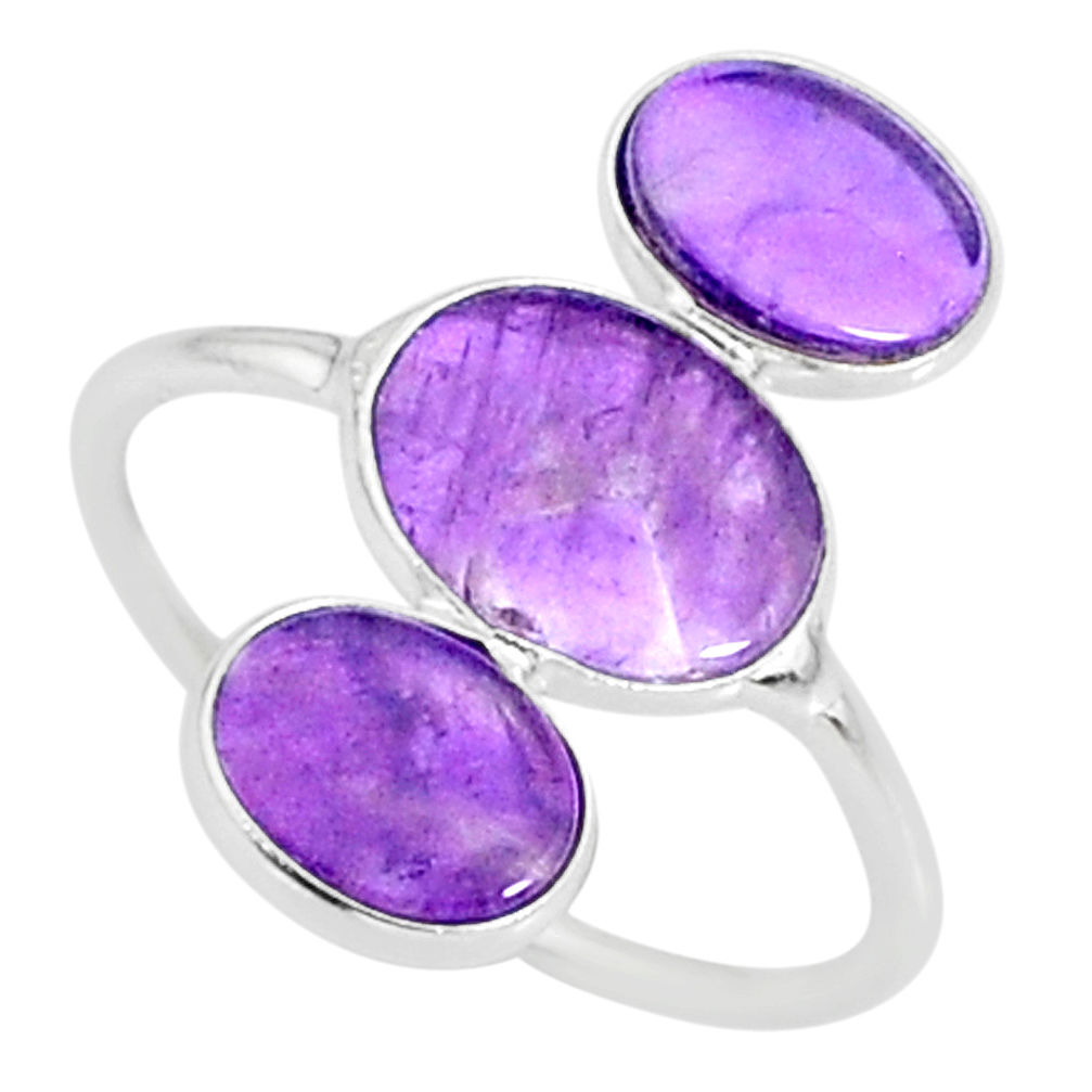 6.40cts natural purple amethyst 925 sterling silver ring jewelry size 8.5 r88109