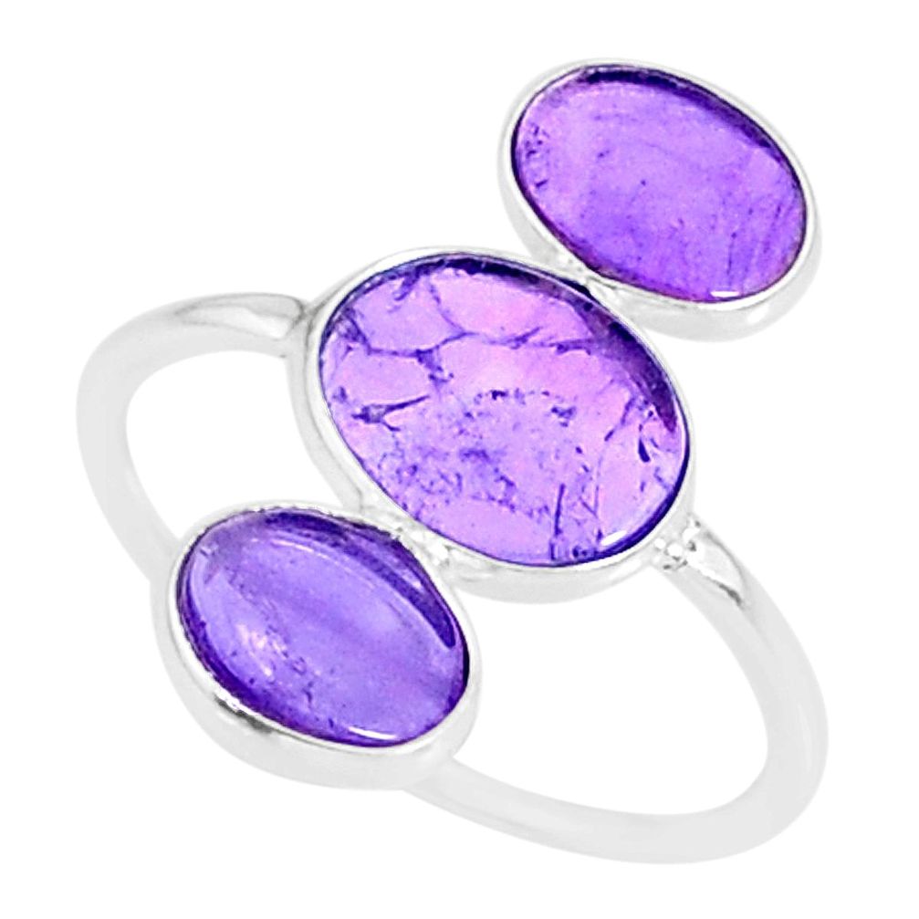 6.16cts natural purple amethyst 925 sterling silver ring jewelry size 8.5 r88113