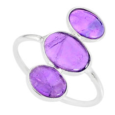 Clearance Sale- 5.91cts natural purple amethyst 925 sterling silver ring jewelry size 9.5 r88115