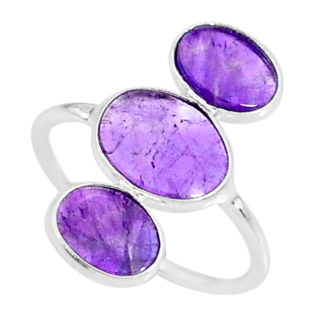 6.35cts natural purple amethyst 925 sterling silver ring jewelry size 7.5 r88151