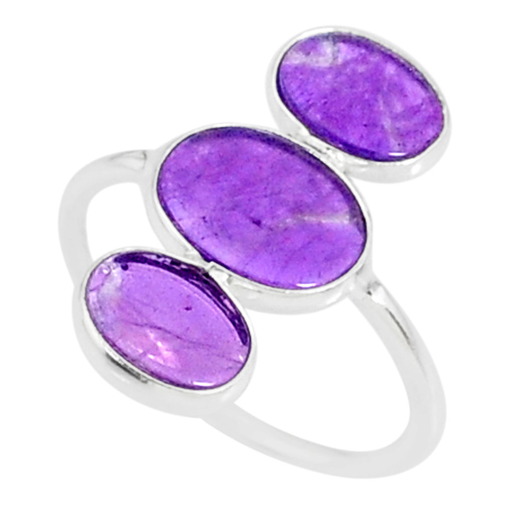 6.51cts natural purple amethyst 925 sterling silver ring jewelry size 7.5 r88152