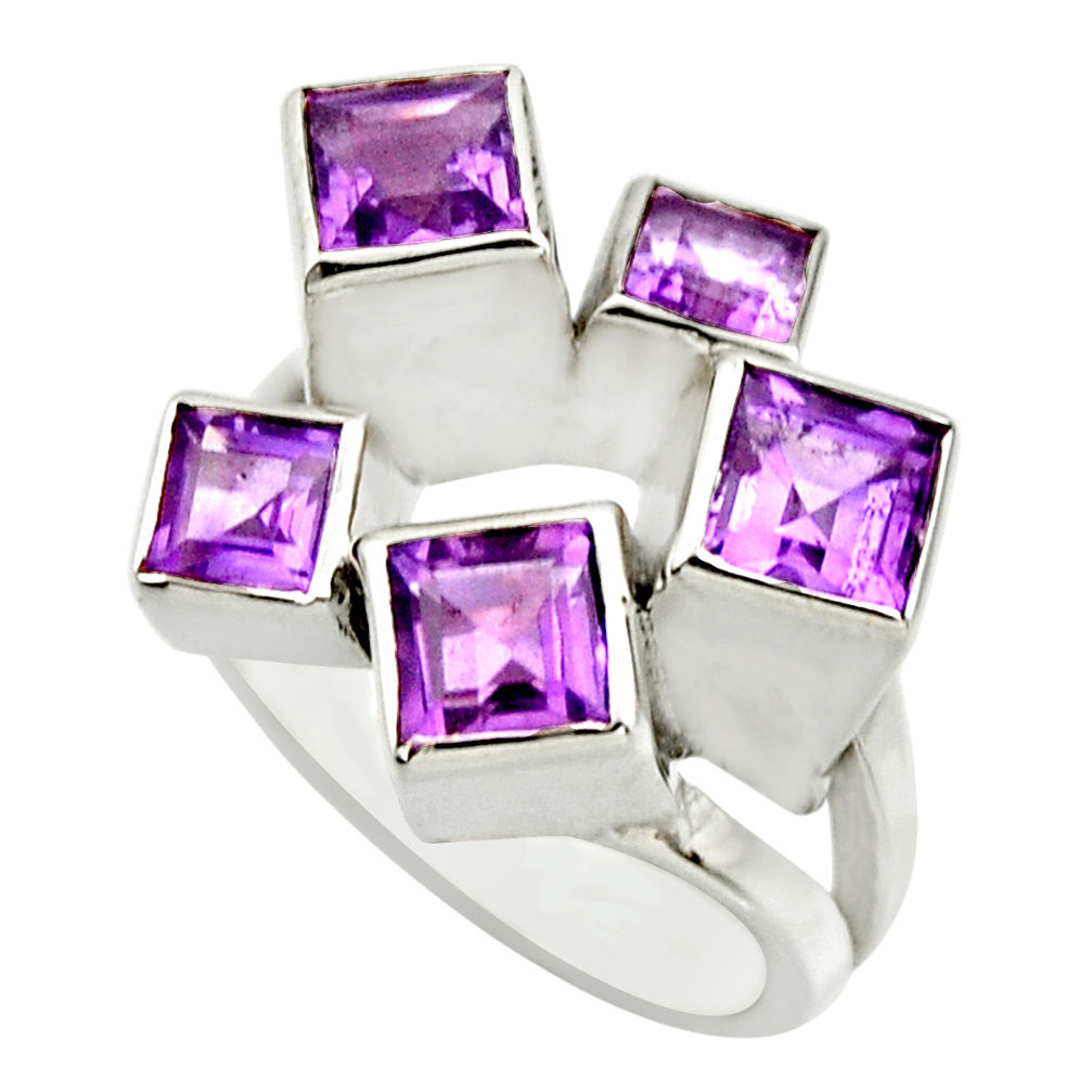 4.51cts natural purple amethyst 925 sterling silver ring jewelry size 7 r25681