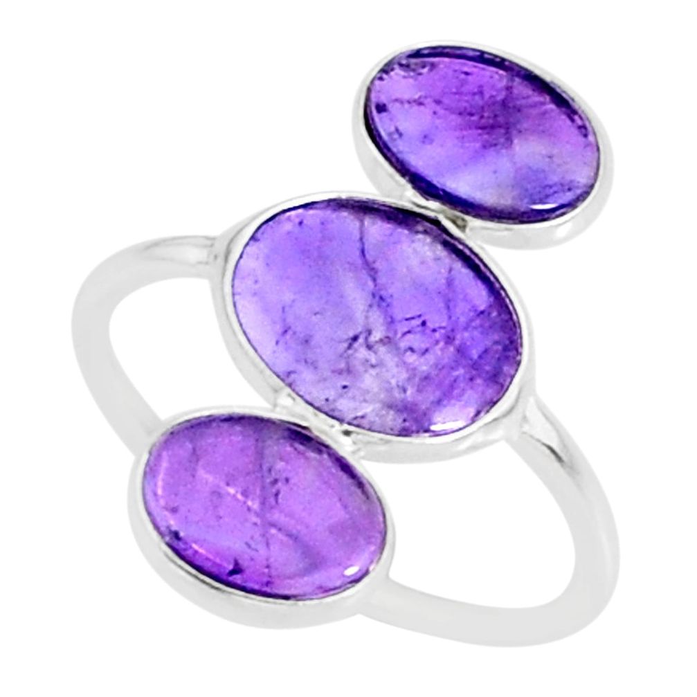 6.53cts natural purple amethyst 925 sterling silver ring jewelry size 7 r88103