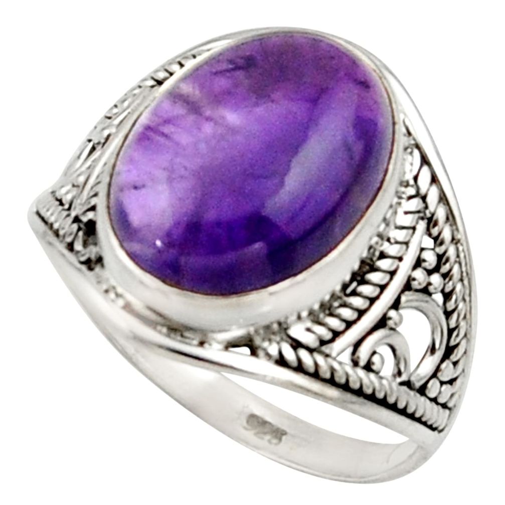 5.95cts natural purple amethyst 925 sterling silver ring jewelry size 8 r42787