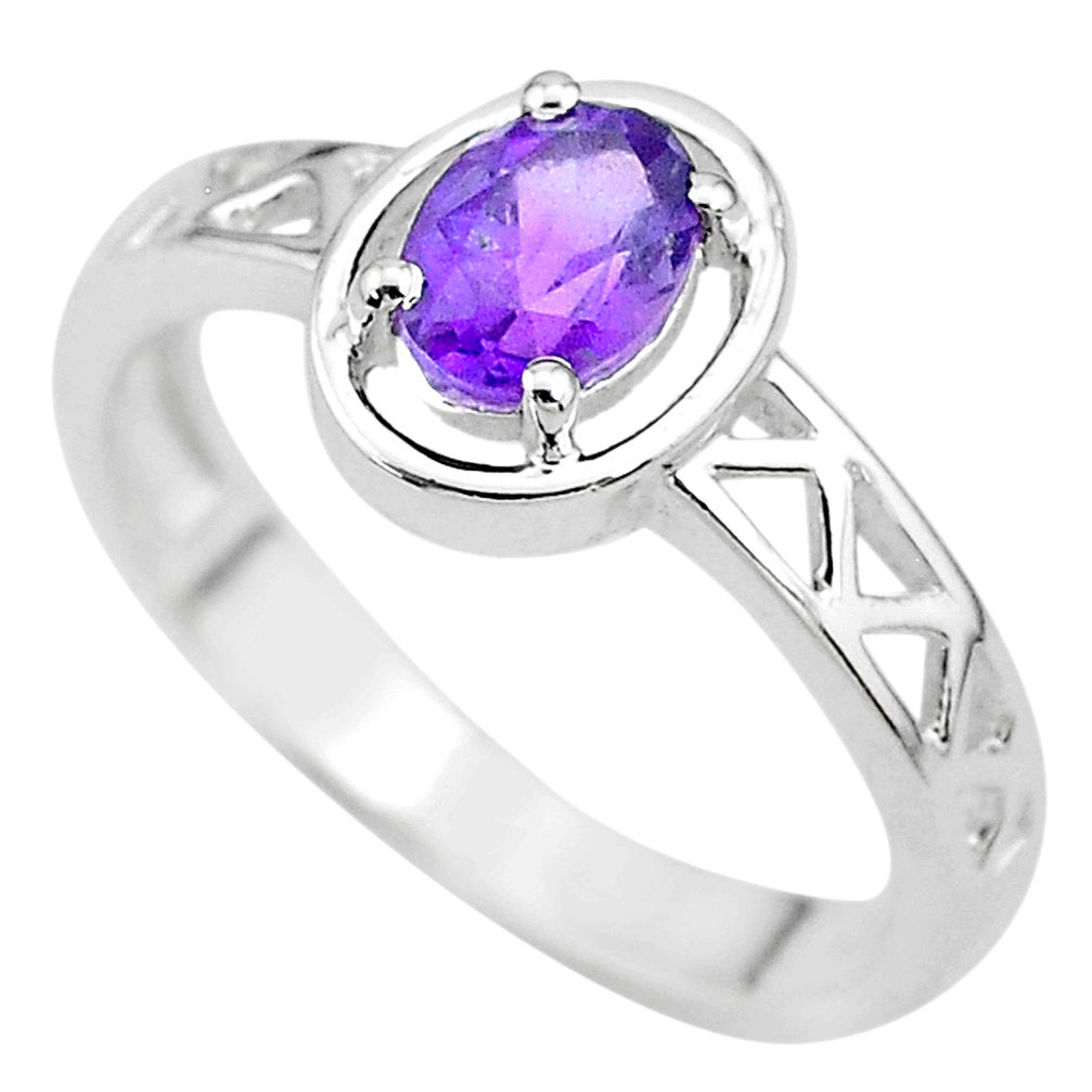 1.47cts natural purple amethyst 925 sterling silver ring jewelry size 8 t8018