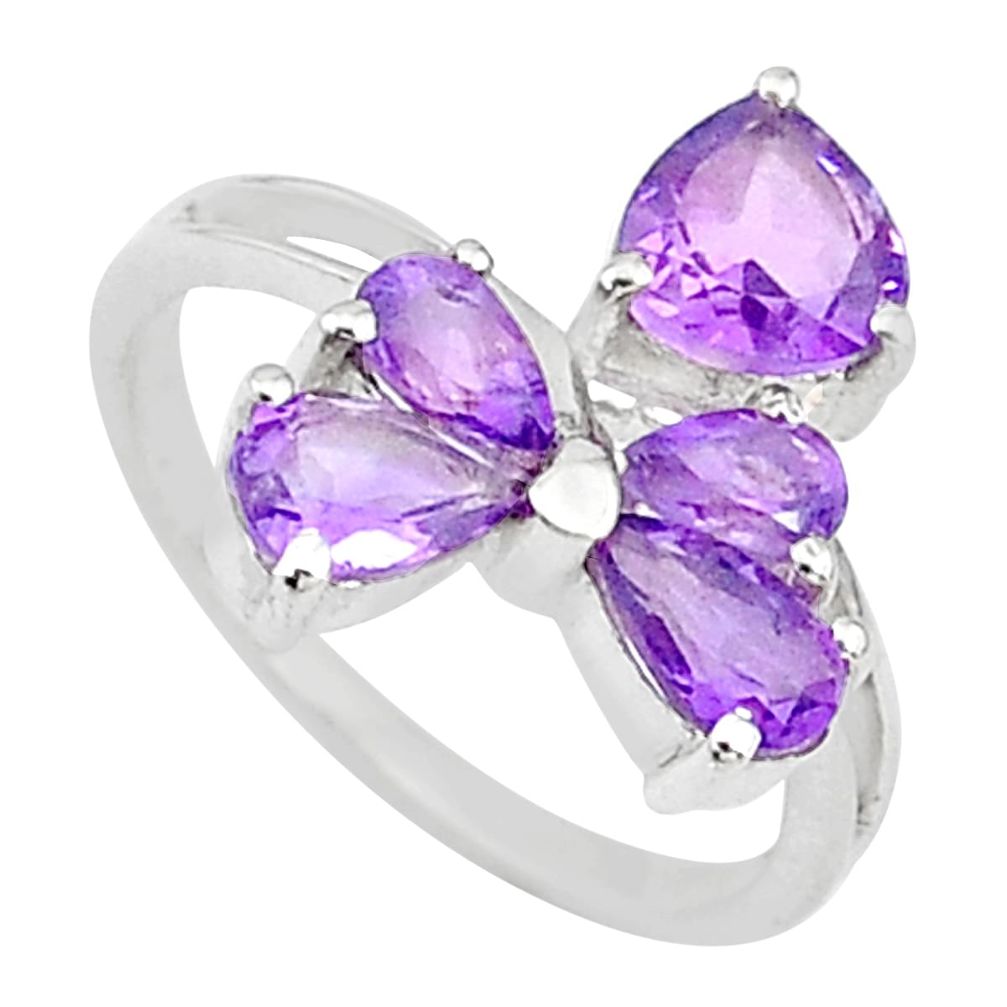 3.42cts natural purple amethyst 925 sterling silver ring jewelry size 6.5 t10575