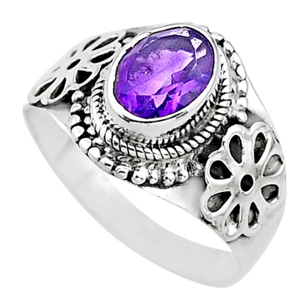 2.09cts natural purple amethyst 925 sterling silver solitaire ring size 7 t3586