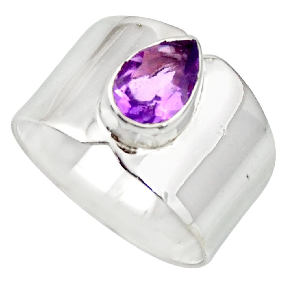 2.22cts natural purple amethyst 925 sterling silver solitaire ring size 8 r26823