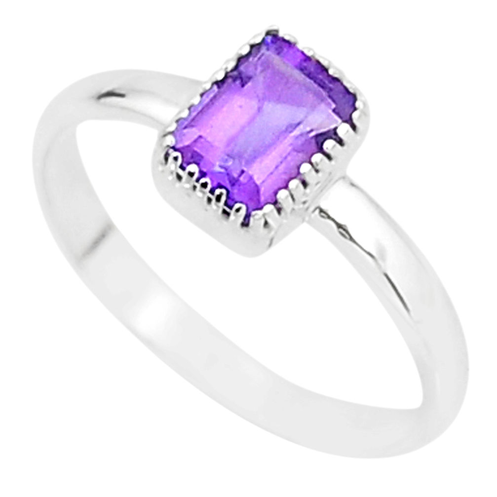 1.41cts natural purple amethyst 925 sterling silver solitaire ring size 8 t7432