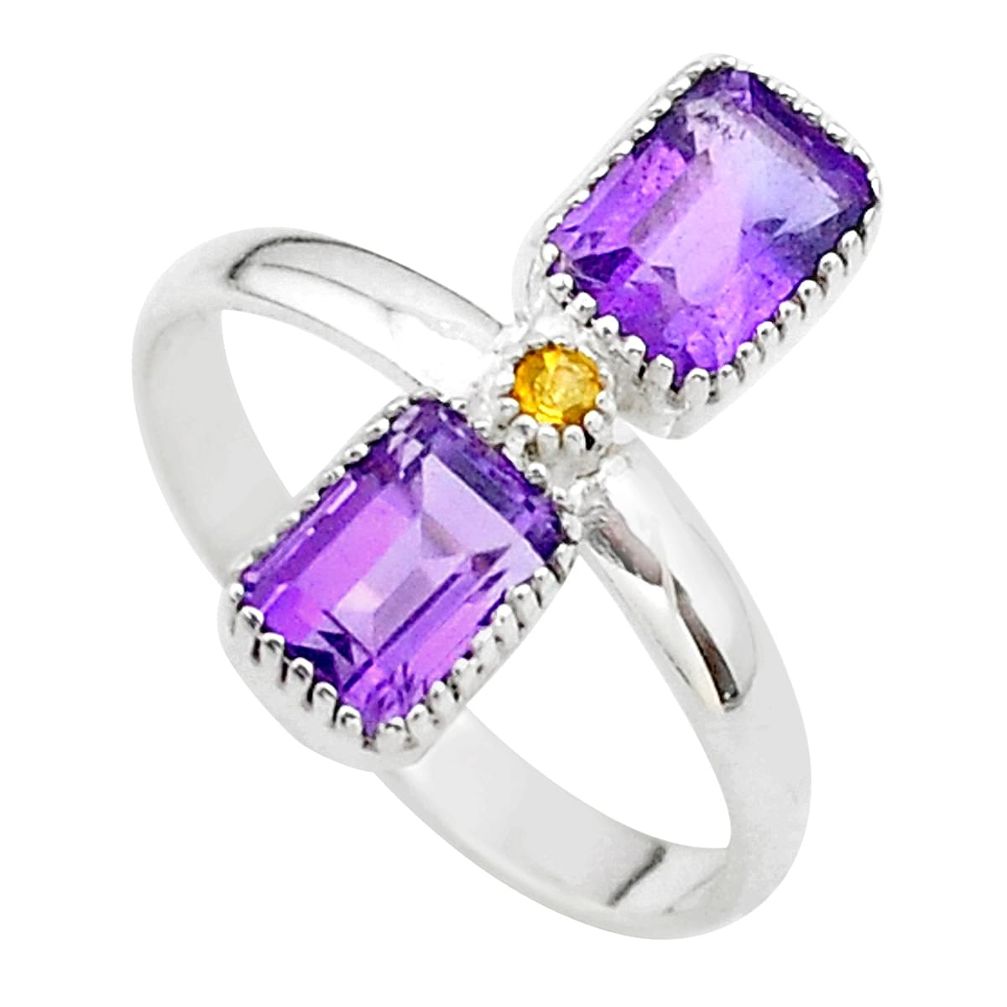 3.37cts natural purple amethyst citrine 925 sterling silver ring size 8 t37875