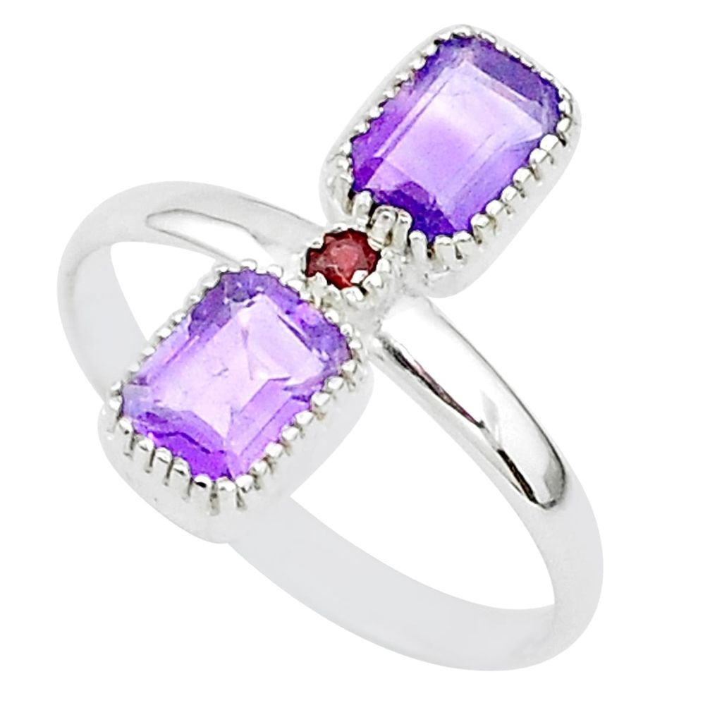 3.00cts natural purple amethyst garnet 925 sterling silver ring size 10 t5598