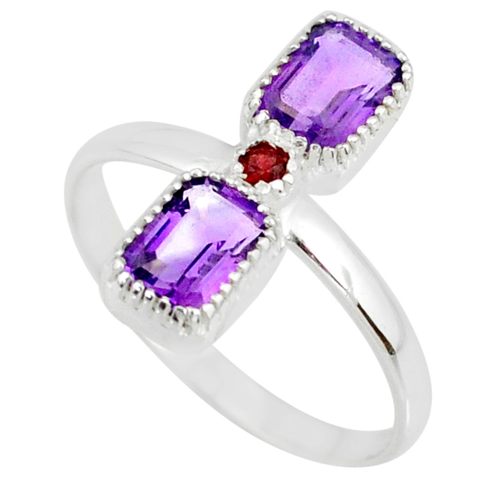 3.59cts natural purple amethyst garnet 925 sterling silver ring size 8 r77246