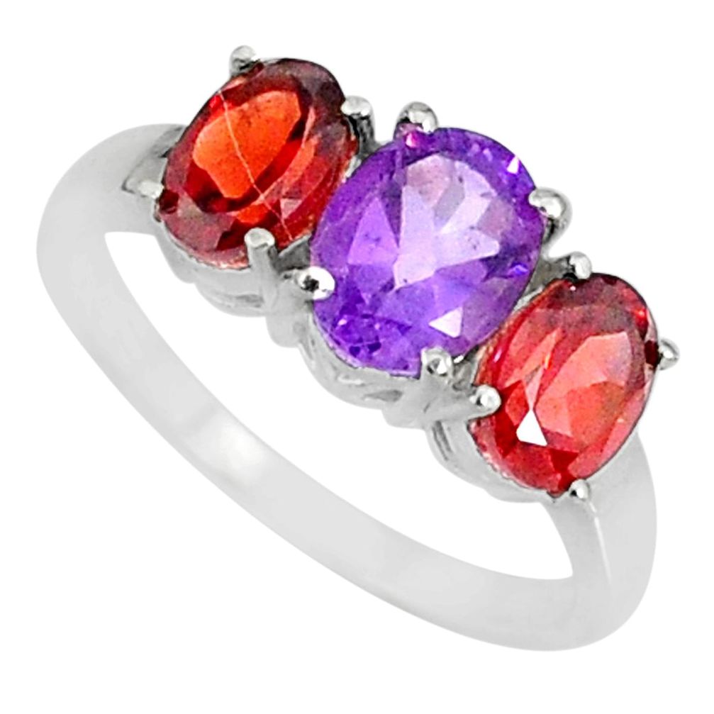 5.63cts natural purple amethyst garnet 925 sterling silver ring size 8 r84078