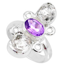 12.06cts natural purple amethyst herkimer diamond 925 silver ring size 7 r61676