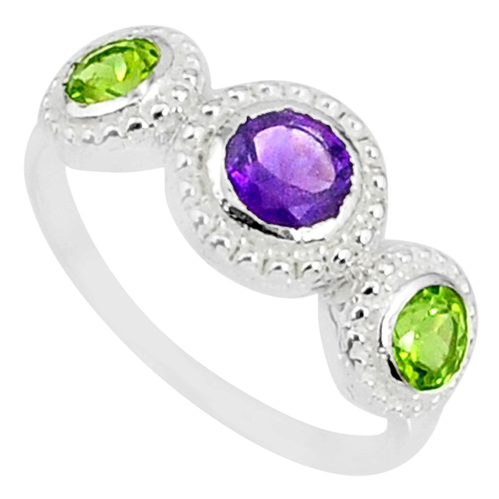 2.72cts natural purple amethyst peridot 925 sterling silver ring size 8.5 r83922