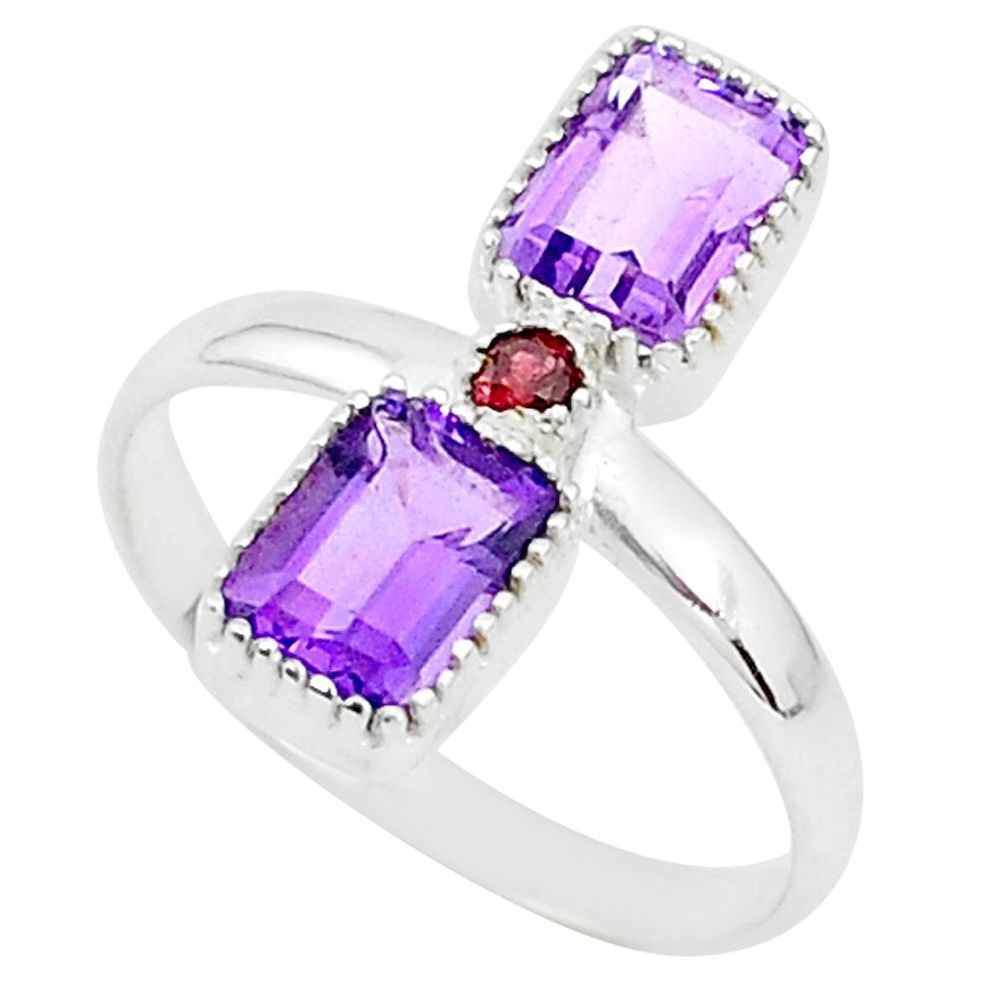 3.21cts natural purple amethyst red garnet 925 sterling silver ring size 8 t5599