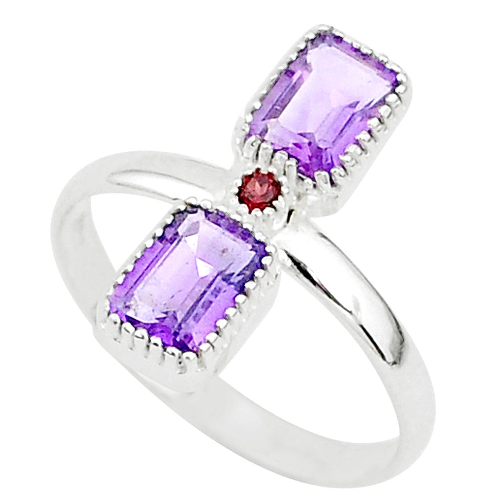 3.17cts natural purple amethyst red garnet 925 sterling silver ring size 9 t5596