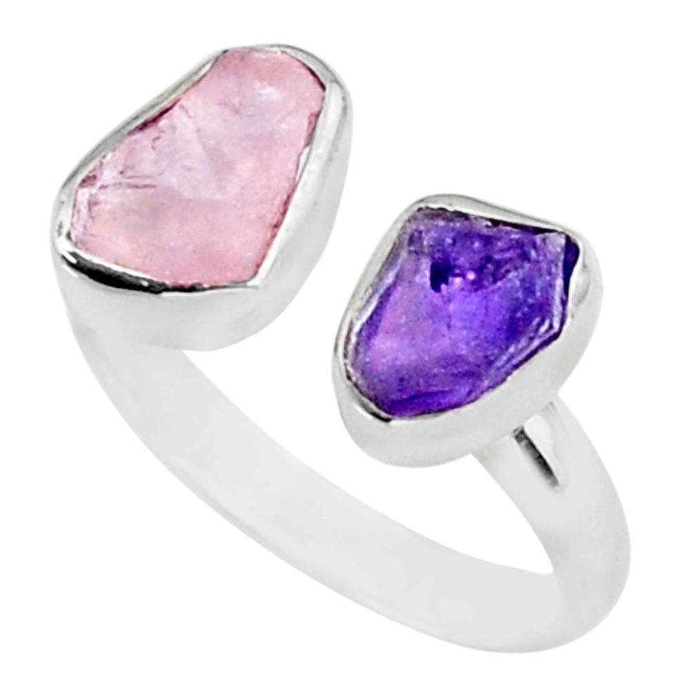 9.16cts natural purple amethyst raw 925 silver adjustable ring size 9 t35162