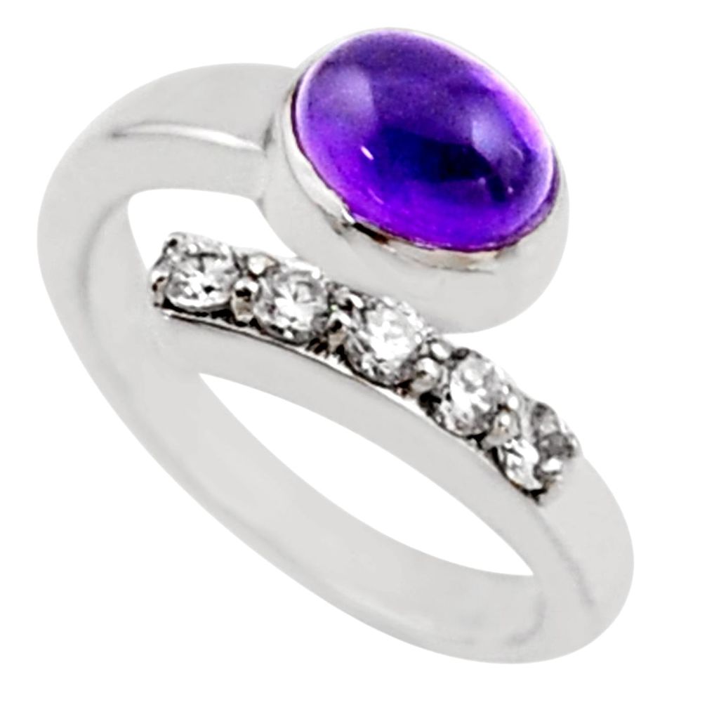 3.58cts natural purple amethyst topaz 925 silver adjustable ring size 8.5 r54562