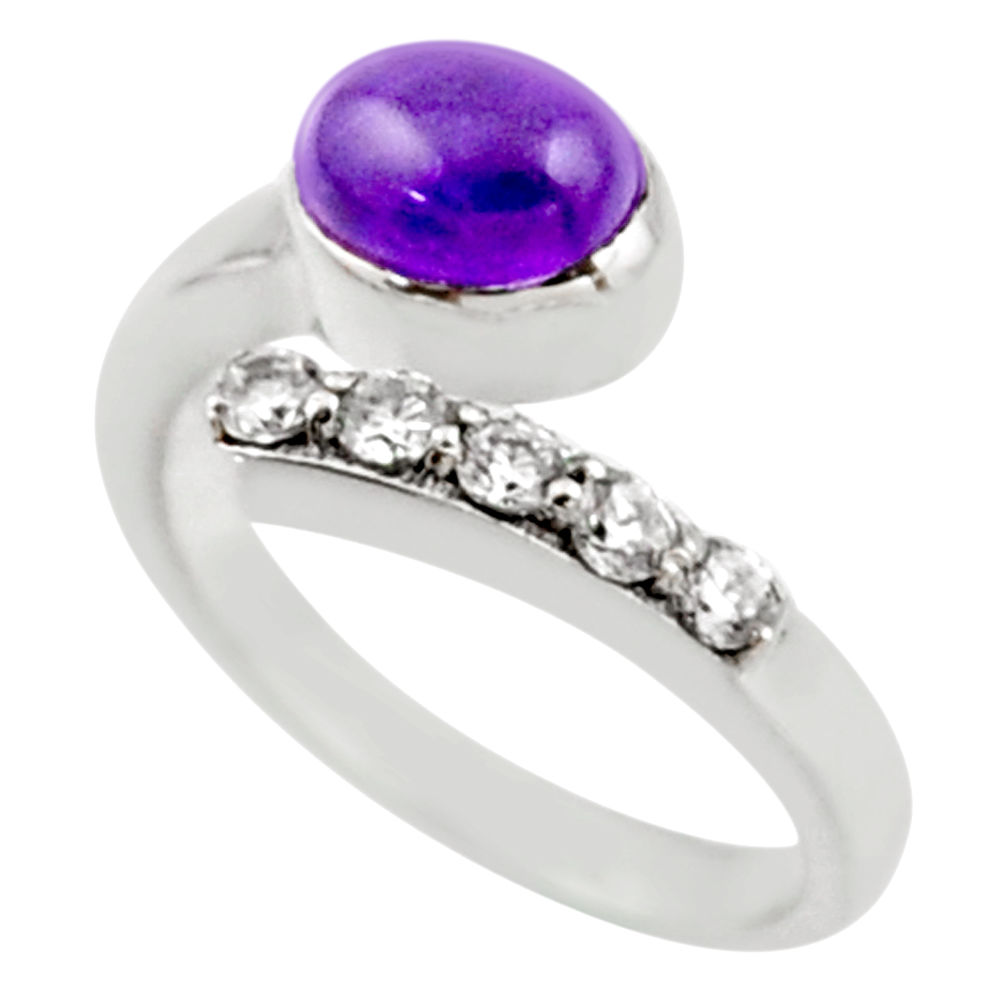 3.72cts natural purple amethyst topaz 925 silver adjustable ring size 8.5 r54567