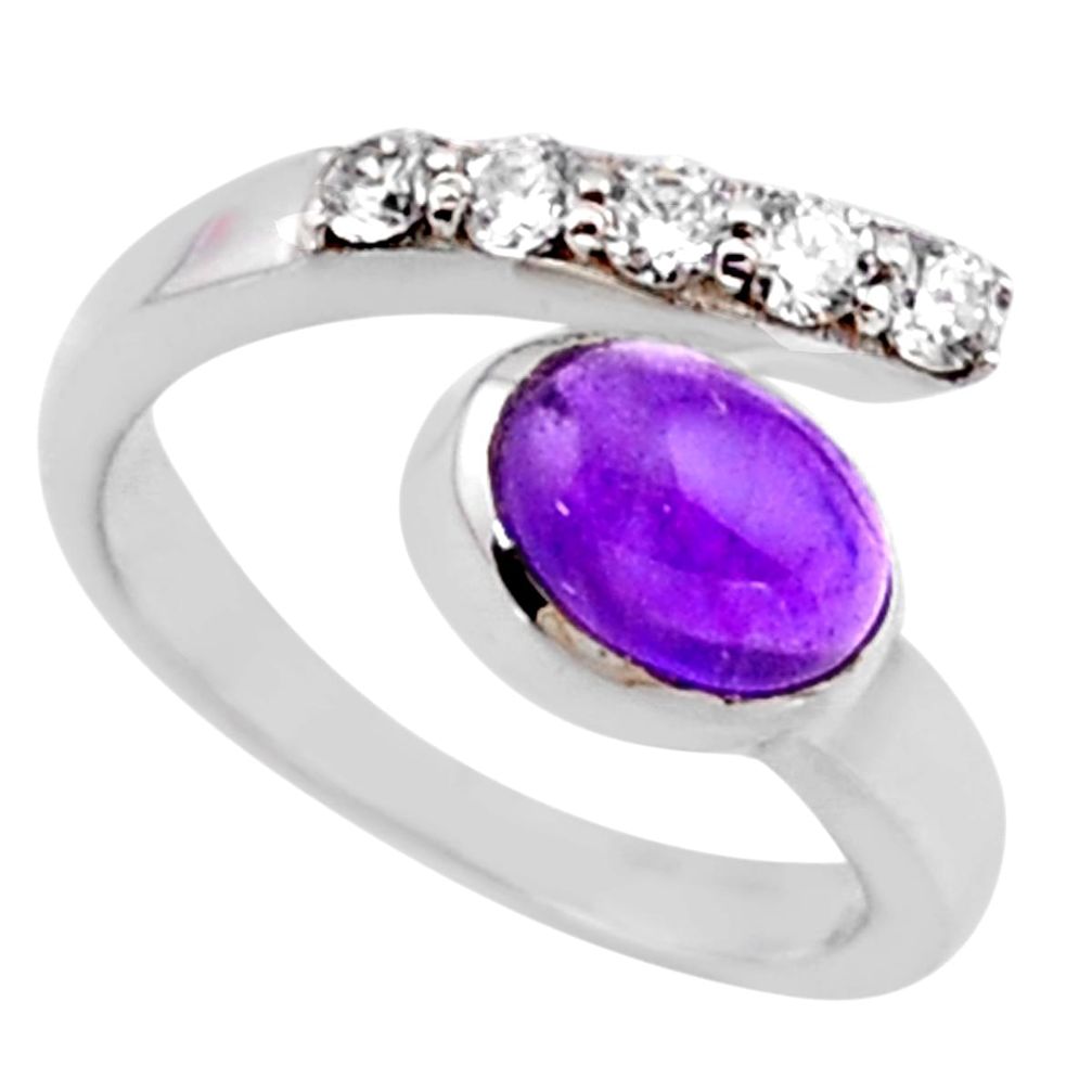 3.58cts natural purple amethyst topaz 925 silver adjustable ring size 7 r54542