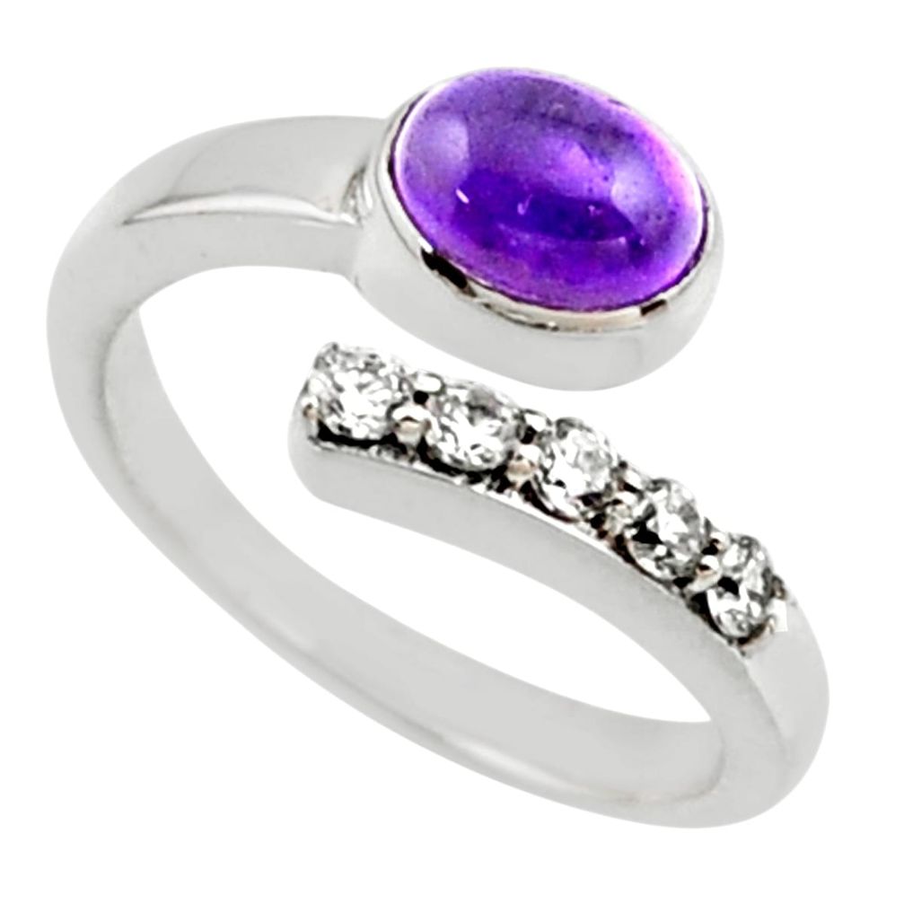 4.02cts natural purple amethyst topaz 925 silver adjustable ring size 8 r54561