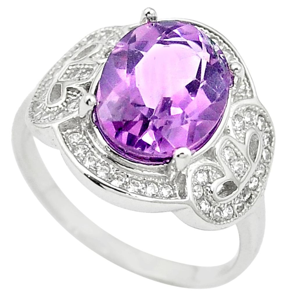 Natural purple amethyst topaz 925 sterling silver ring size 7.5 c17937