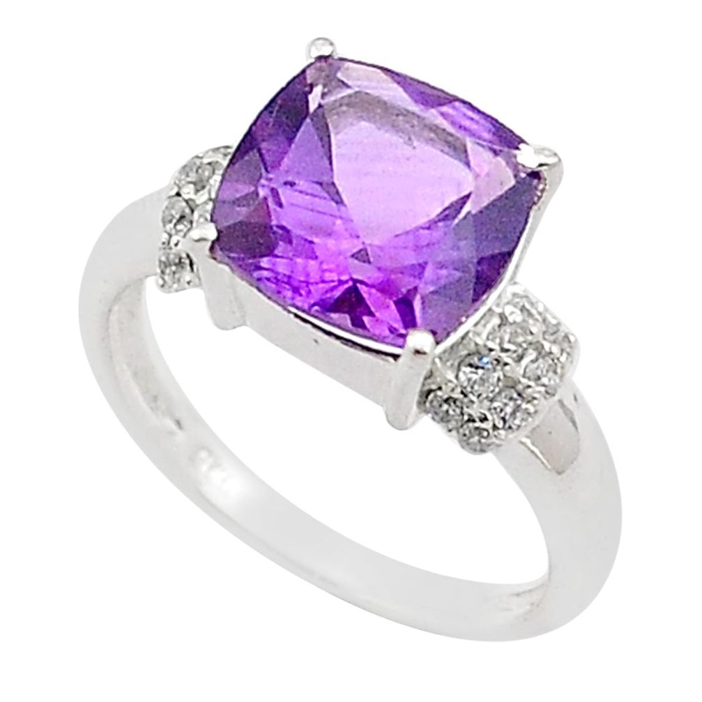 6.03cts natural purple amethyst topaz 925 sterling silver ring size 7 t66812