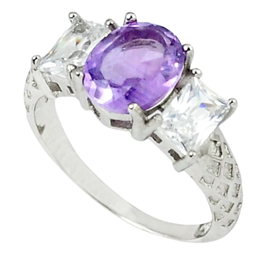 7.00cts natural purple amethyst topaz 925 sterling silver ring size 7 c17931