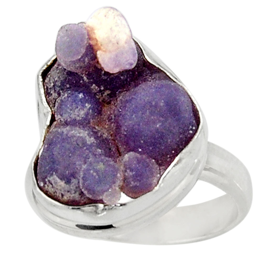  purple grape chalcedony 925 silver solitaire ring size 7 d39075