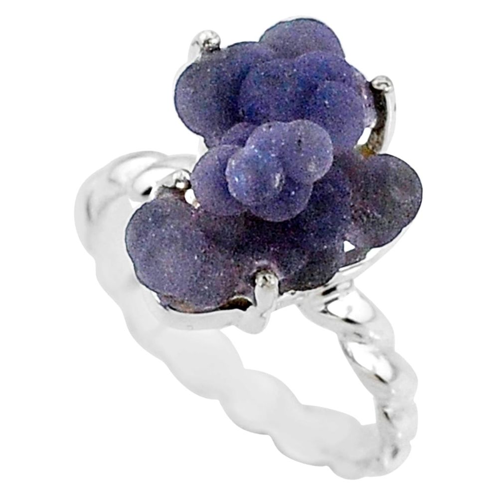 8.73cts natural purple grape chalcedony 925 silver solitaire ring size 7 r71648