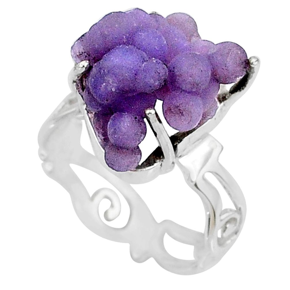 9.61cts natural purple grape chalcedony 925 silver solitaire ring size 8 r71641