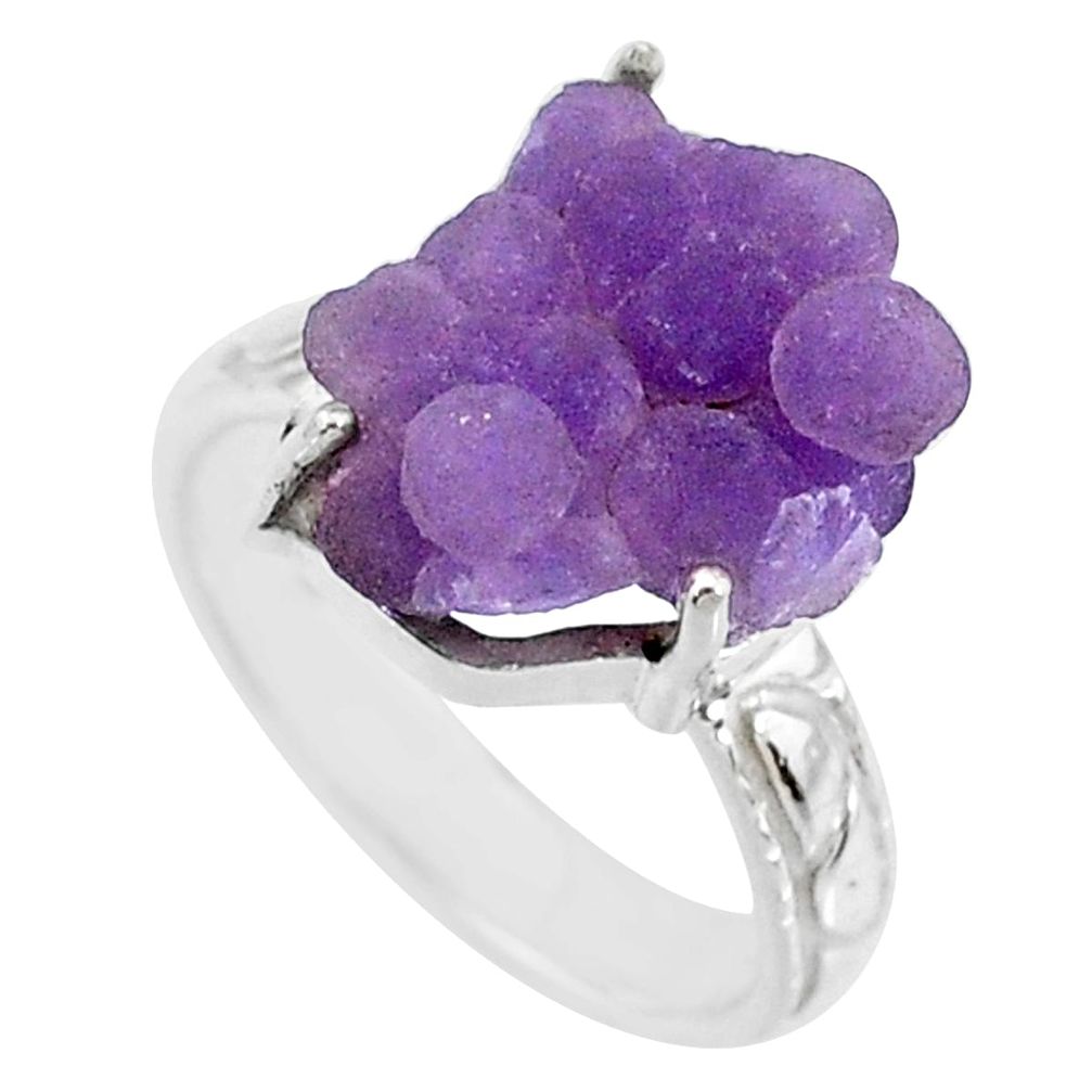 10.78cts natural purple grape chalcedony 925 silver solitaire ring size 8 r71642