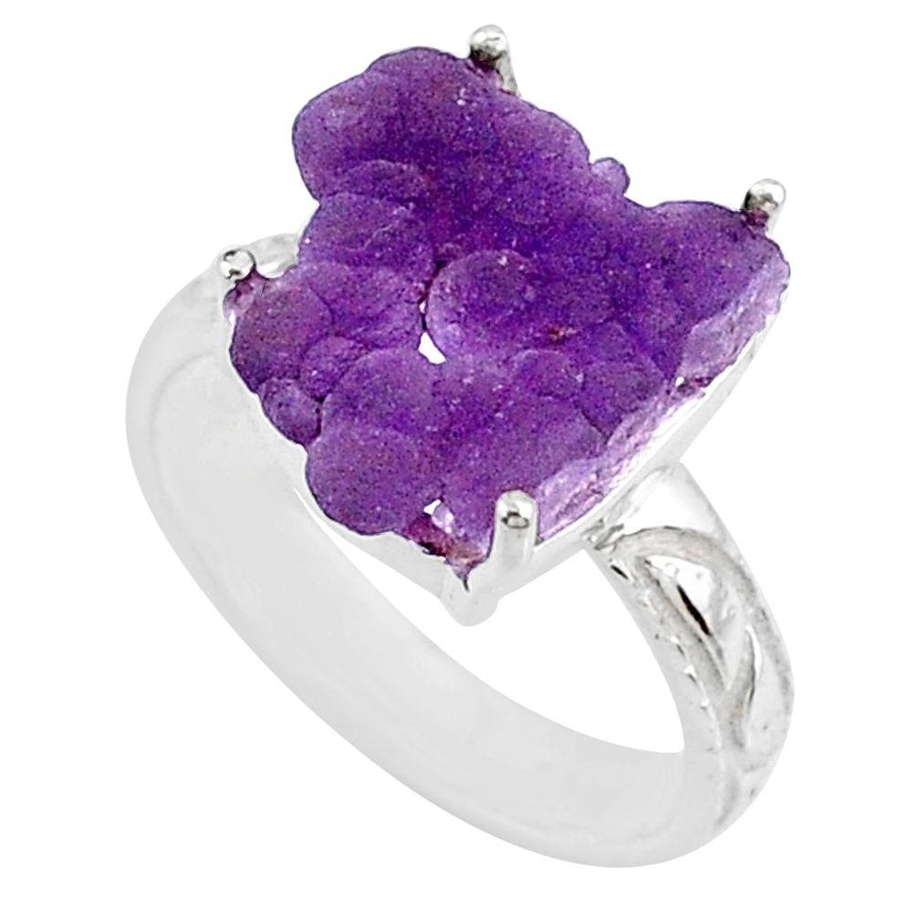 10.02cts natural purple grape chalcedony 925 silver solitaire ring size 8 r71653