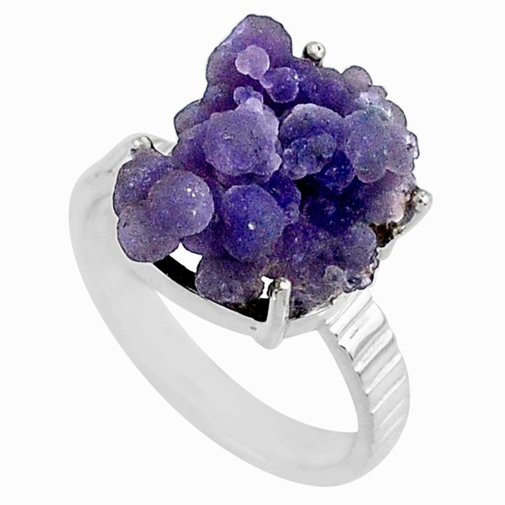 10.27cts natural purple grape chalcedony 925 silver solitaire ring size 8 r71671