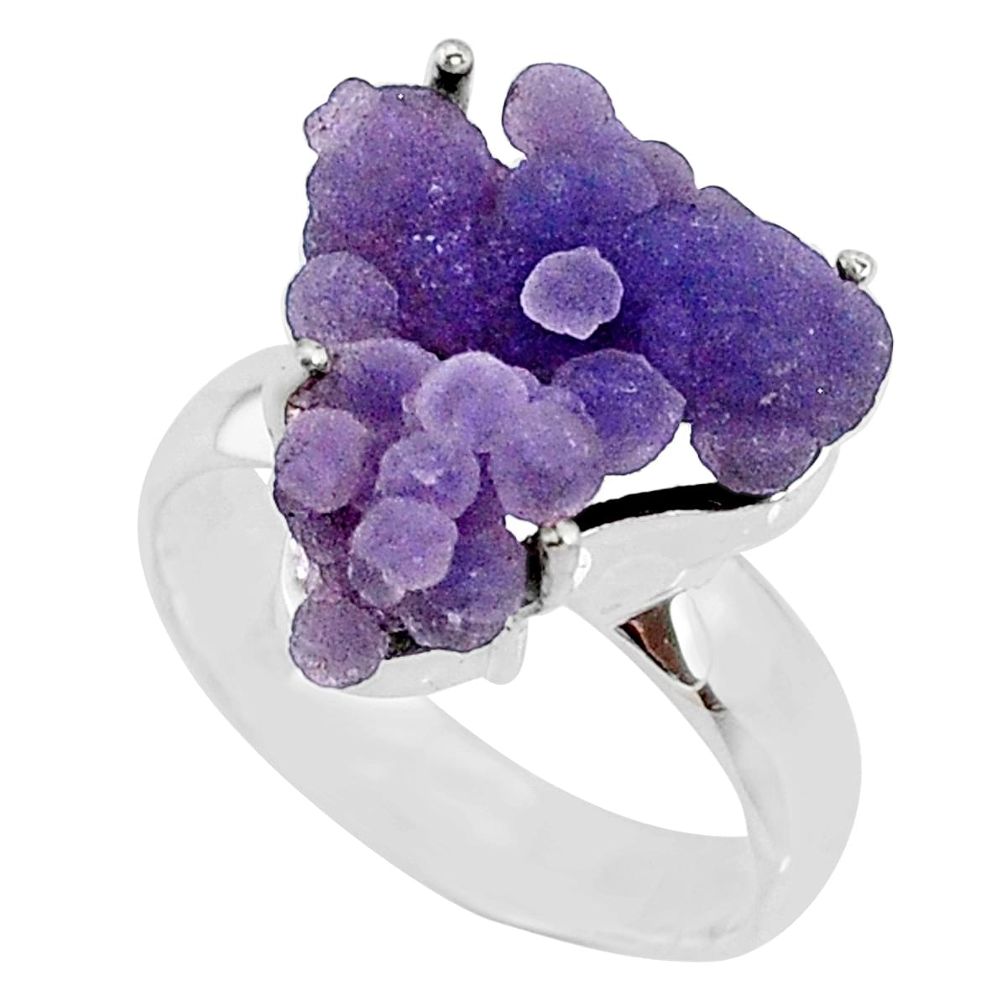 12.07cts natural purple grape chalcedony 925 silver solitaire ring size 9 r71665