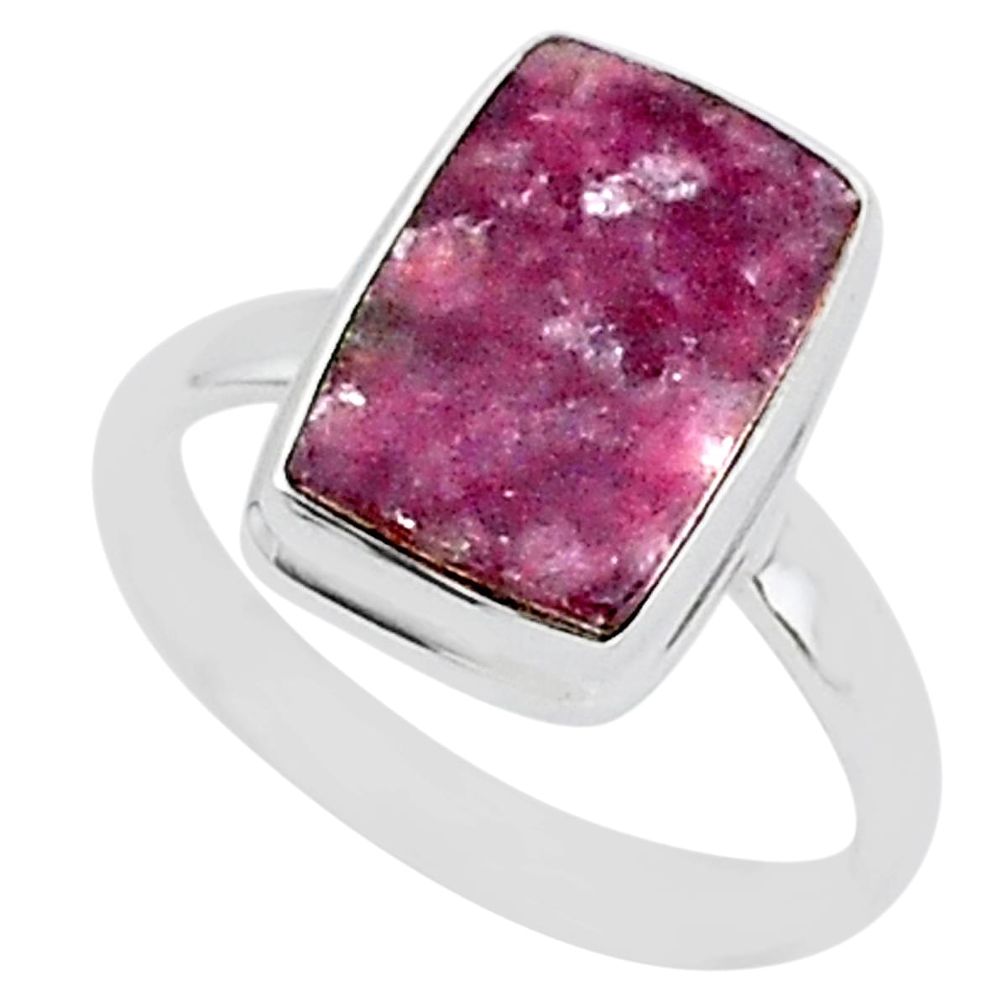 7.63cts natural purple lepidolite 925 silver solitaire ring size 11 t1491