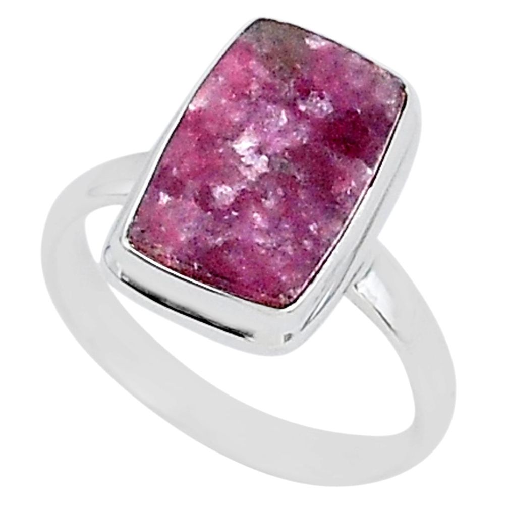 8.14cts natural purple lepidolite 925 silver solitaire ring size 12 t1490