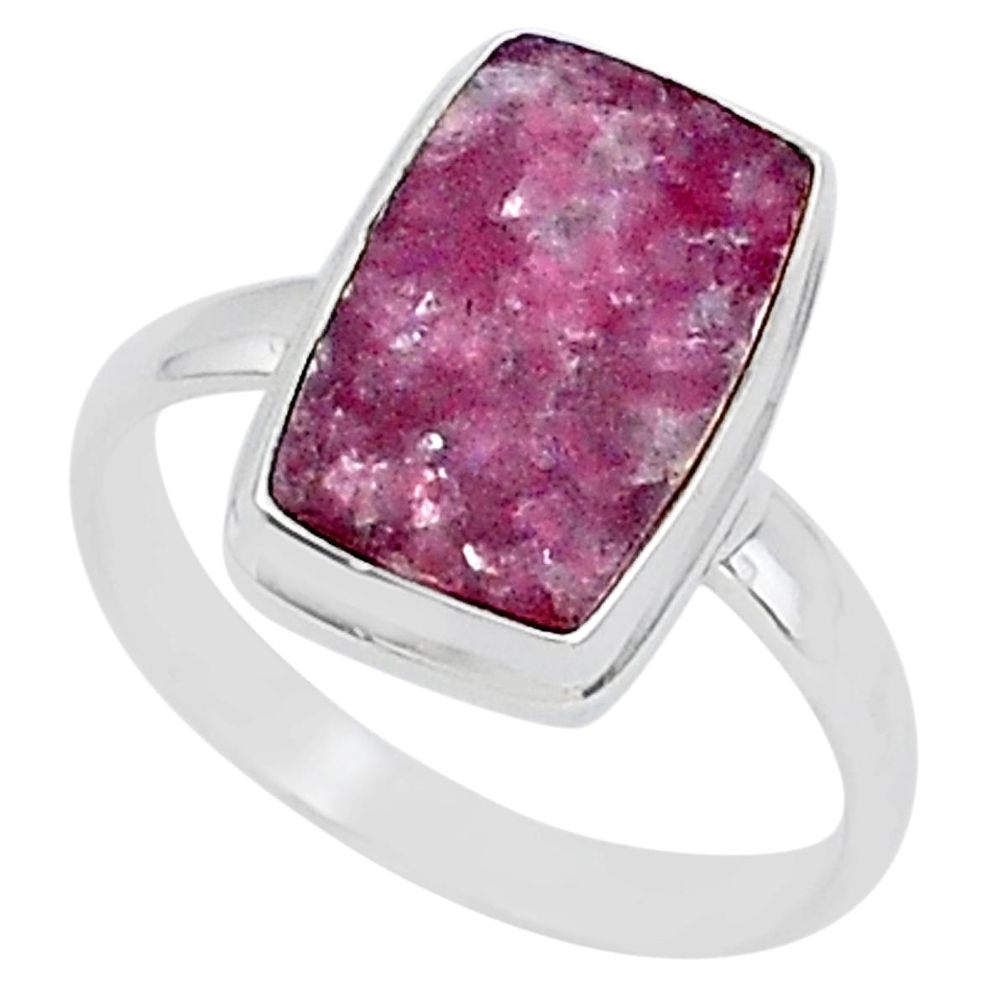 7.40cts natural purple lepidolite 925 silver solitaire ring size 12.5 t1488