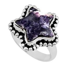 8.42cts natural purple lepidolite star 925 sterling silver ring size 6.5 y24830