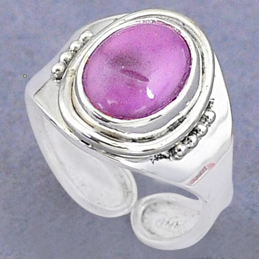 3.67cts natural purple phosphosiderite 925 silver adjustable ring size 5 t8714