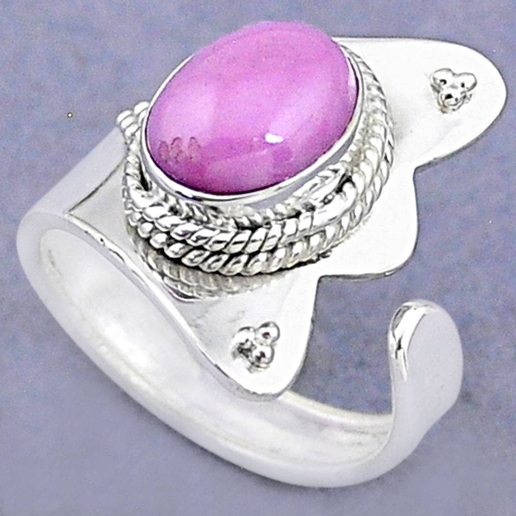 3.98cts natural purple phosphosiderite 925 silver adjustable ring size 7 t8711