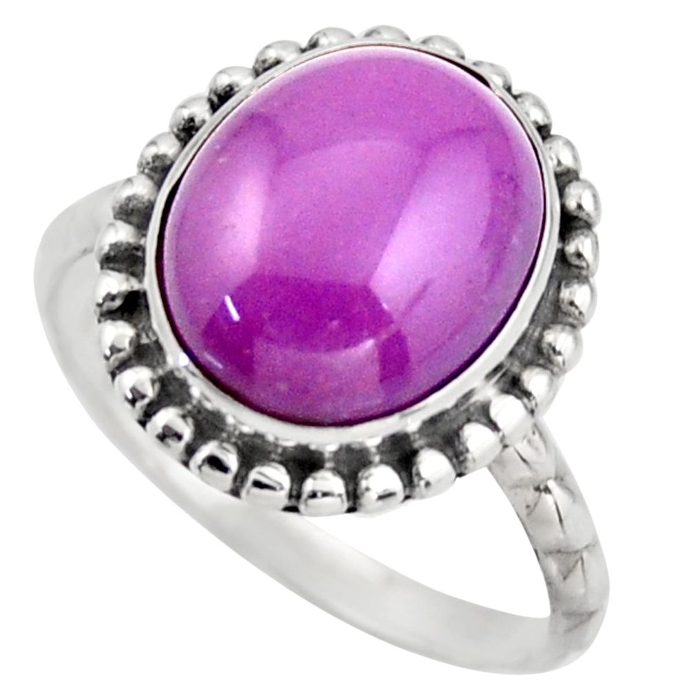 5.11cts natural purple phosphosiderite 925 silver solitaire ring size 6.5 d46346