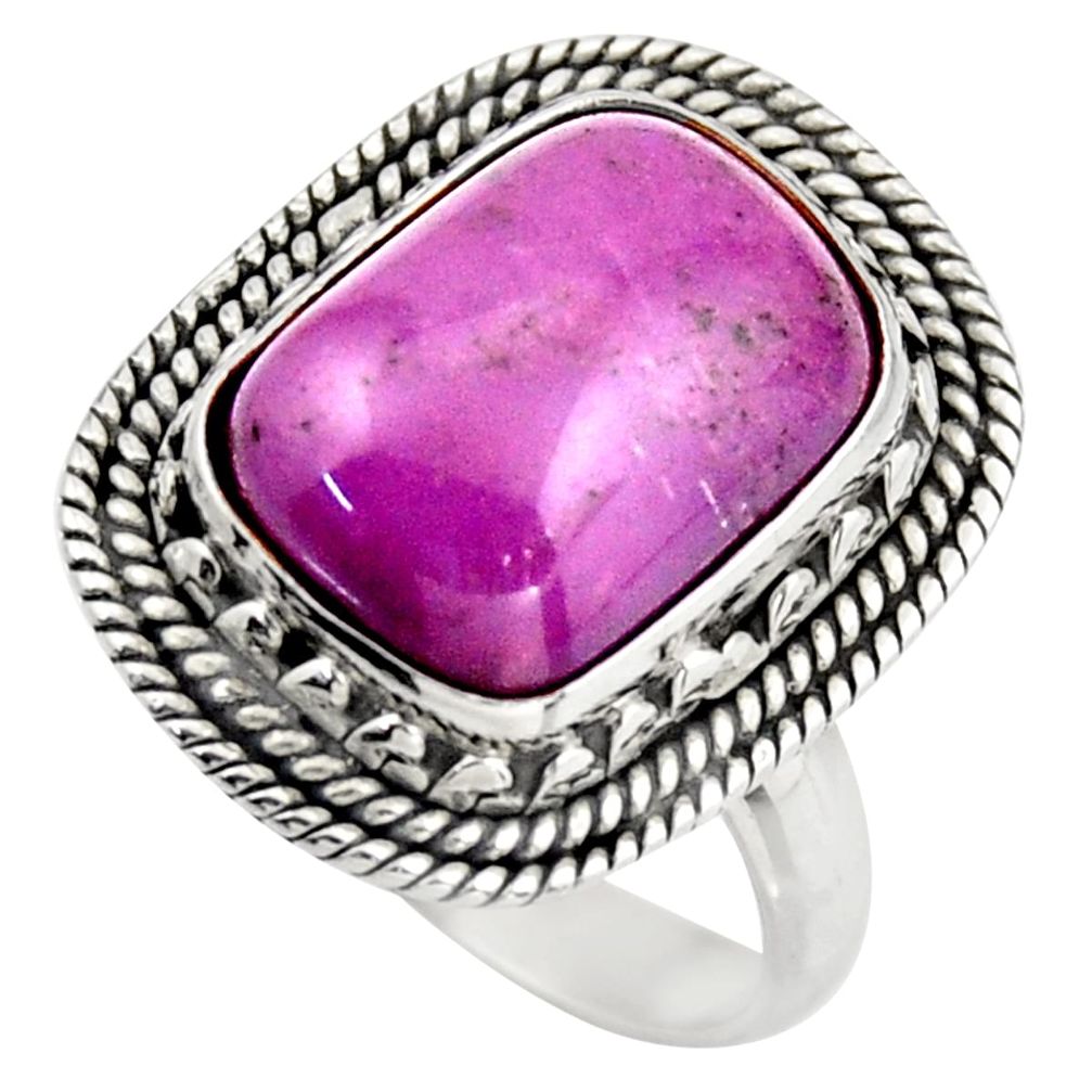 6.63cts natural purple phosphosiderite 925 silver solitaire ring size 7.5 d46351