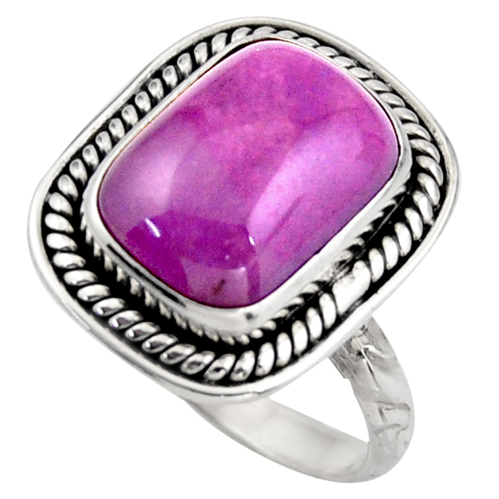 6.79cts natural purple phosphosiderite 925 silver solitaire ring size 8.5 d46360